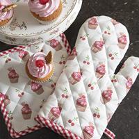 Clayre & Eef Pannenlap 20x20 cm Rood Wit Katoen Vierkant Cupcakes - thumbnail