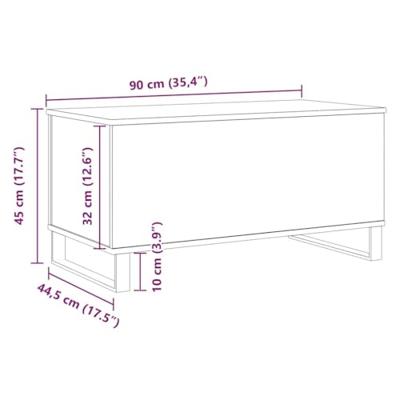 Salontafel 90x44,5x45 cm bewerkt hout artisanaal eikenkleurig
