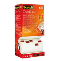 Scotch Plakband Crystal ft 19 mm x 33 m, doos met 14 rolletjes (12 + 2 gratis) - thumbnail