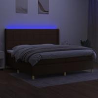 Boxspring met matras en LED stof donkerbruin 200x200 cm - thumbnail