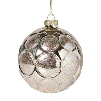 Kerstbal relief - champagnekleurig