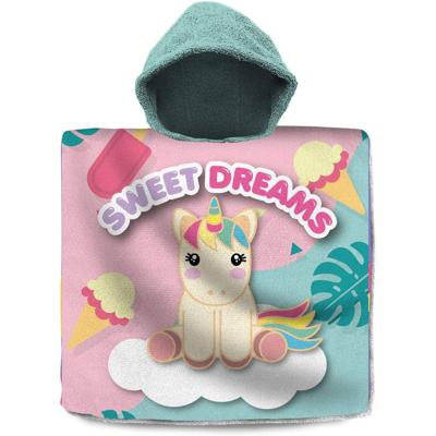 Sweet Dreams badponcho eenhoorn meisjes 60 cm katoen groen/roze Sweet Dreams badponcho eenhoorn meisjes 60 cm katoen groen/roze
