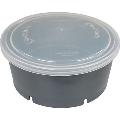 DishCircle Schaal | met deksel | reusable | pP | rond | 1250ml | ∅18cm | grijs/transparant | 20 stuks
