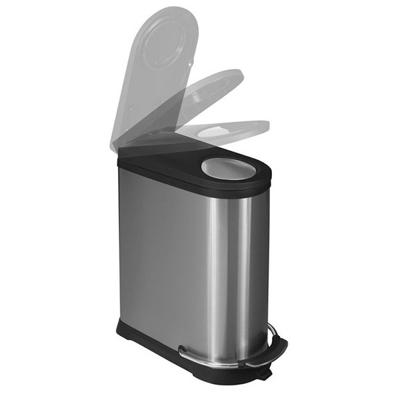 EKO - Europe Viva Step Bin 40L Rond Roestvrijstaal Zwart, Roestvrijstaal EKO - Europe Viva Step Bin 40L Rond Roestvrijstaal Zwart, Roestvrijstaal