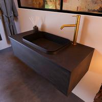 Badkamermeubelset Mondiaz Erin 100 cm met 1 Lade met RIDGE Wastafel Midden Urban met 1 kraangat Greeploos Mat Dark Brown - thumbnail