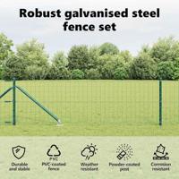 VidaXL Hek met paal groen 0,4 x 10 m staal en pvc - thumbnail