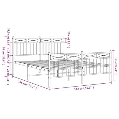 Bedframe met hoofd- en voeteneinde metaal wit 135x190 cm