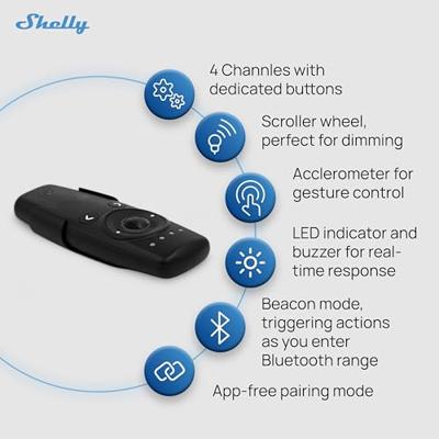 Shelly Blu Remote Control ZB black Afstandsbediening ZigBee, Bluetooth Shelly Shelly Blu Remote Control ZB black Afstandsbediening ZigBee, Bluetooth Shelly