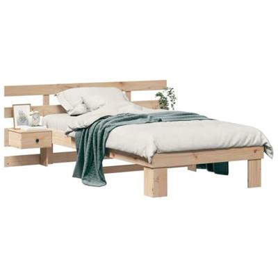 Bedframe met lade met hoofdeinde Bruin 90 x 200 cm Massief grenenhout