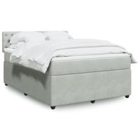 Boxspring met matras fluweel lichtgrijs 140x190 cm - thumbnail