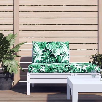 VidaXL Palletkussens 2 st stof bladpatroon