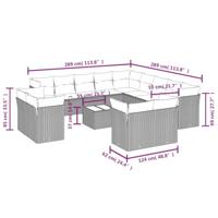 14-delige Loungeset met kussens poly rattan grijs - thumbnail