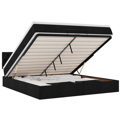 Ottoman bed met matras en LED's 120x200 cm stof zwart