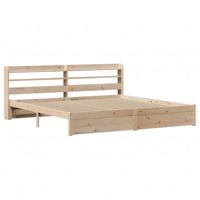 Bedframe met hoofdbord massief grenenhout 200x200 cm - thumbnail
