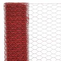 VidaXL Kippengaas 25x1,2 m staal met pvc coating rood - thumbnail