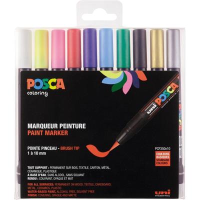 Uni POSCA paintmarker PCF-350, 1 - 10 mm, etui van 10 geassorteerde kleuren