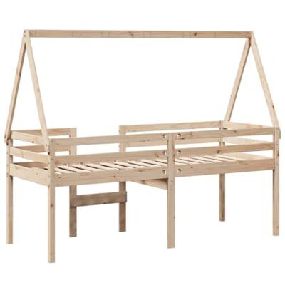 Hoogslaper met dak massief grenenhout 90x190 cm Hoogslaper met dak massief grenenhout 90x190 cm