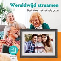 Pora&co Digitale Fotolijst met WiFi & Frameo App 10 inch, wit / bruin - thumbnail