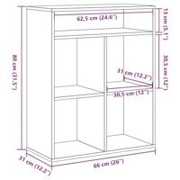 Boekenkast 66x31x80 cm bewerkt hout artisanaal eikenkleur - thumbnail