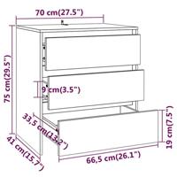 Dressoir 70x41x75 cm bewerkt hout wit - thumbnail