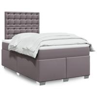 Boxspring met matras kunstleer grijs 120x190 cm - thumbnail