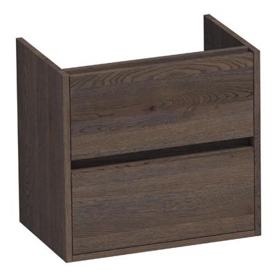 Brauer Adore - Onderkast Ondiep - 60 cm - met 2 Softclose Lades Greeploos en 1 Sifon Uitsparing - Lamellen Eiken Zwart