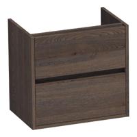 Brauer Adore - Onderkast Ondiep - 60 cm - met 2 Softclose Lades Greeploos en 1 Sifon Uitsparing - Lamellen Eiken Zwart - thumbnail