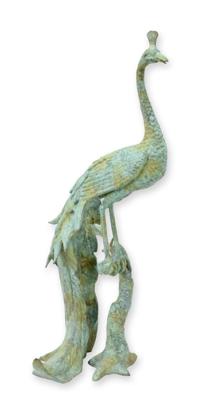 BRONZEN BEELD VAN EEN GROENE PAUW