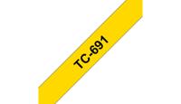 Brother TC-691 Labeltape Kunststof Tapekleur: Geel Tekstkleur: Zwart 9 mm 7.7 m - thumbnail