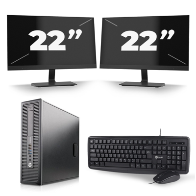 HP ProDesk 600 G1 SFF - Intel Core i5-4e Generatie - 8GB RAM - 256GB SSD - Windows 10 + 2x 22 inch Monitor
