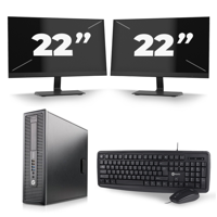 HP ProDesk 600 G1 SFF - Intel Core i5-4e Generatie - 8GB RAM - 256GB SSD - Windows 10 + 2x 22 inch Monitor - thumbnail