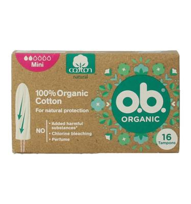 O.b. O.B. Tampons organic mini 16 stuks O.b. O.B. Tampons organic mini 16 stuks