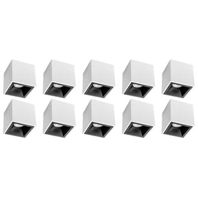 Vierkante Opbouwspot Set - GU10 Fitting - Mat Wit/Zwart - Aluminium - Ø90mm