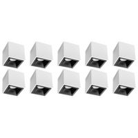 Vierkante Opbouwspot Set - GU10 Fitting - Mat Wit/Zwart - Aluminium - Ø90mm - thumbnail