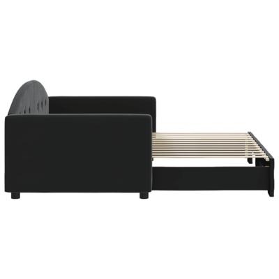 Slaapbank met onderschuifbed 100x200 cm fluweel zwart - thumbnail