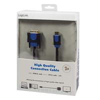 LogiLink CHB3102 DVI-kabel DVI / HDMI Adapterkabel DVI-D 18+1-polige stekker, HDMI-A-stekker 2.00 m Zwart Vergulde steekcontacten, Schroefbaar - thumbnail