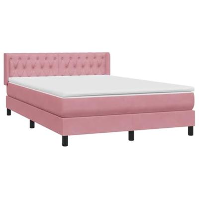 Boxspring met matras fluweel roze 160x220 cm