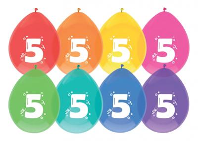 Ballonnen 5 jaar pak a 8 stuks