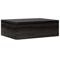 VidaXL Houten kist met deksel 40x30x13 cm massief grenenhout zwart - thumbnail