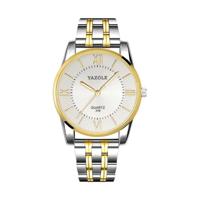 YAZOLE 348 mannen Fashion Business stalen band Band Quartz Wrist Watch lichtgevende punten (wit) - thumbnail