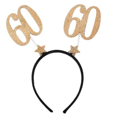 Diadeem 60 jaar met glitter goudkleurige cijfers Diadeem 60 jaar met glitter goudkleurige cijfers