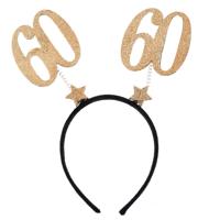 Diadeem 60 jaar met glitter goudkleurige cijfers - thumbnail