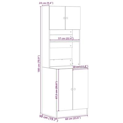 Keukenkast 60x50x180 cm bewerkt hout grijs sonoma eiken