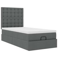 Ottoman bed met matras 90x190cm stof donkergrijs - thumbnail