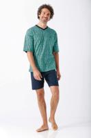 Hajo heren shortama turquoise lijnpatroon - thumbnail