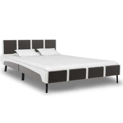vidaXL Bedframe kunstleer grijs en wit 160x200 cm