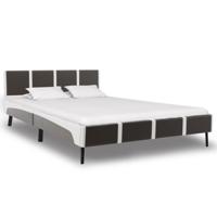 vidaXL Bedframe kunstleer grijs en wit 160x200 cm - thumbnail