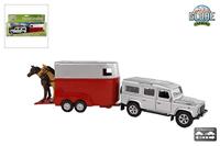 Kids Globe die-cast land rover met paardentrailer 1:32 - thumbnail