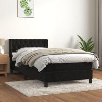 Boxspring met matras fluweel zwart 90x190 cm - thumbnail