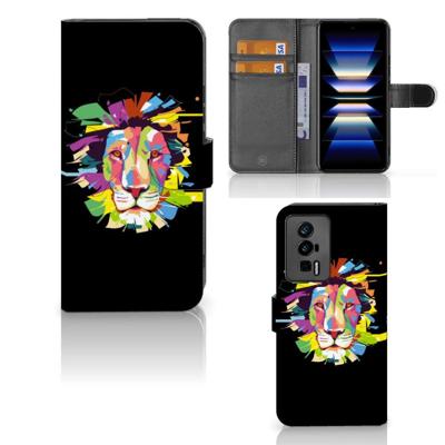 Xiaomi Poco F5 Pro Leuk Hoesje Lion Color | Portemonnee hoesje Xiaomi Poco F5 Pro Leuk Hoesje Lion Color | Portemonnee hoesje